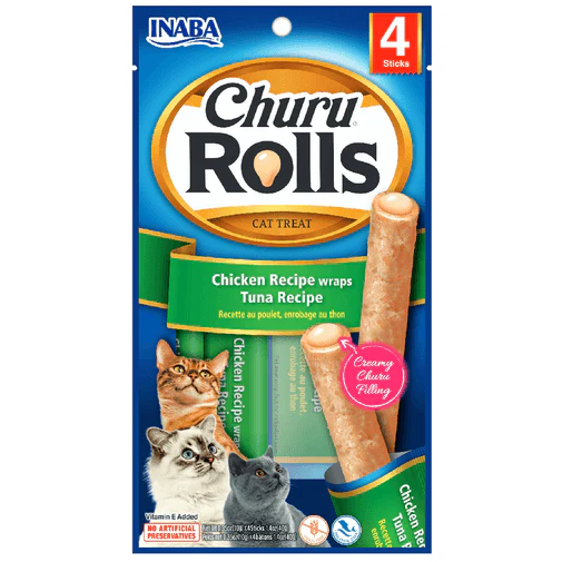 [USA731] CHURU CAT - ROLLS 4P CHICKEN RECIPE WRAPS TUNA RECIPE * 40GR
