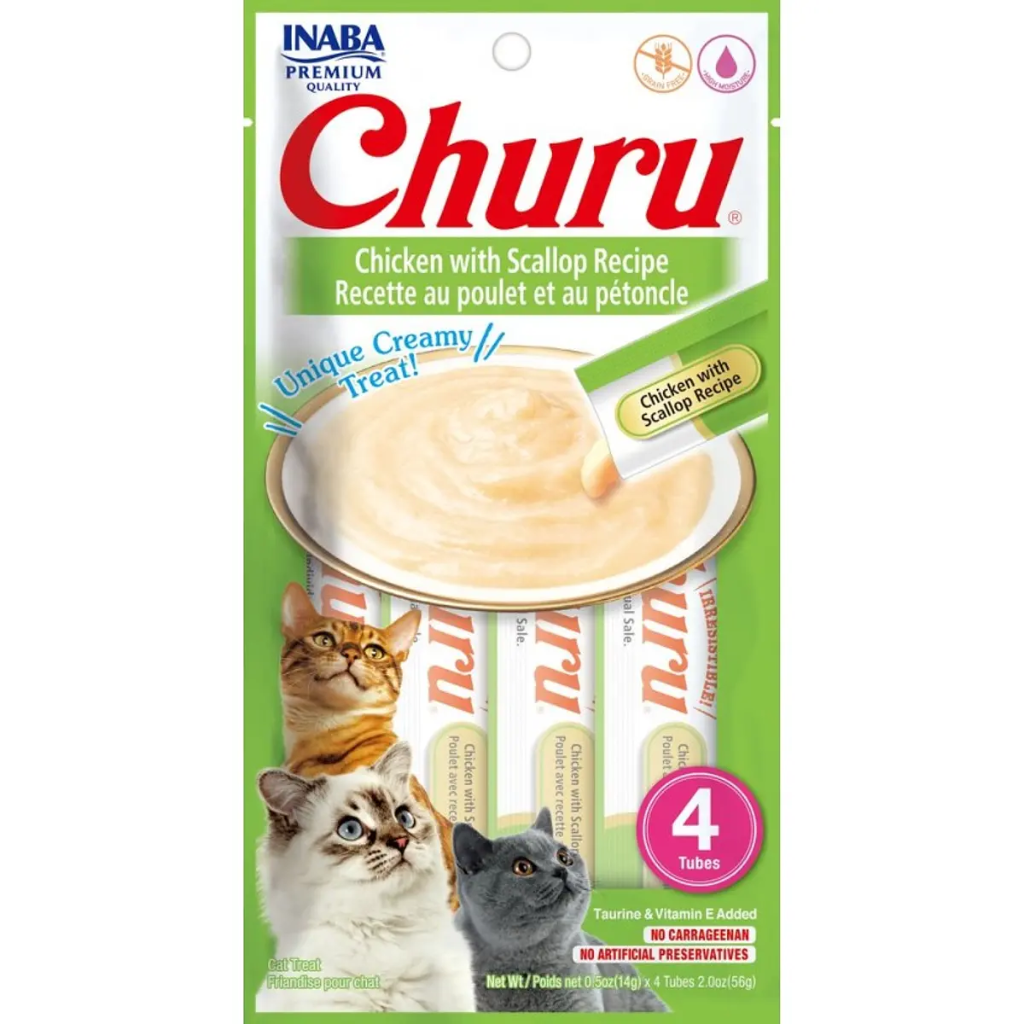 CHURU CAT 4 PIEZAS - CHICKEN WITH SCALLOP - POLLO CON SCALLOP 56 GR