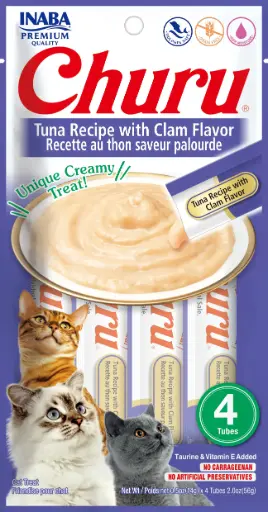 CHURU CAT 4 PIEZAS - TUNA WITH CLAM - ATUN Y ALMEJA 56 GR