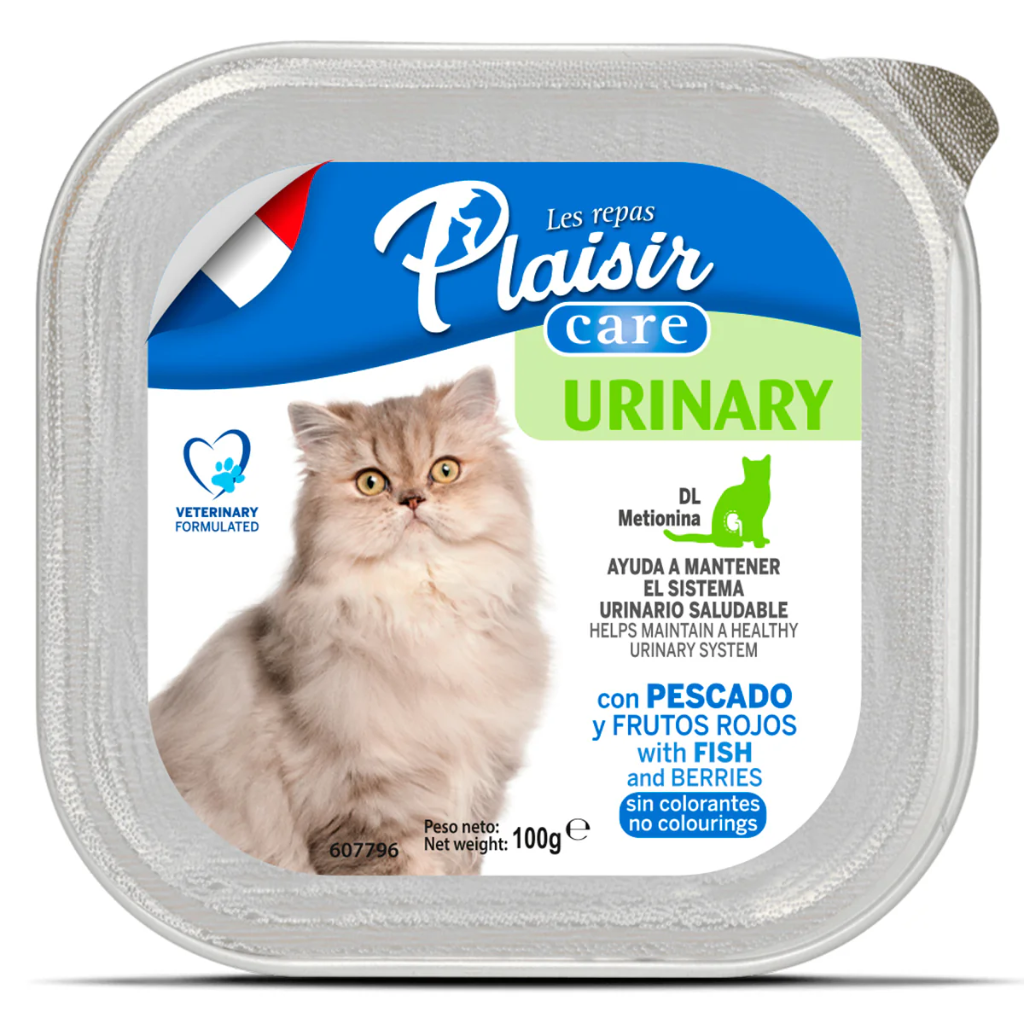 PLAISIR F PATÉ CUIDADO URINARIO GATO CON PESCADO Y FRUTOS ROJOS 100gr