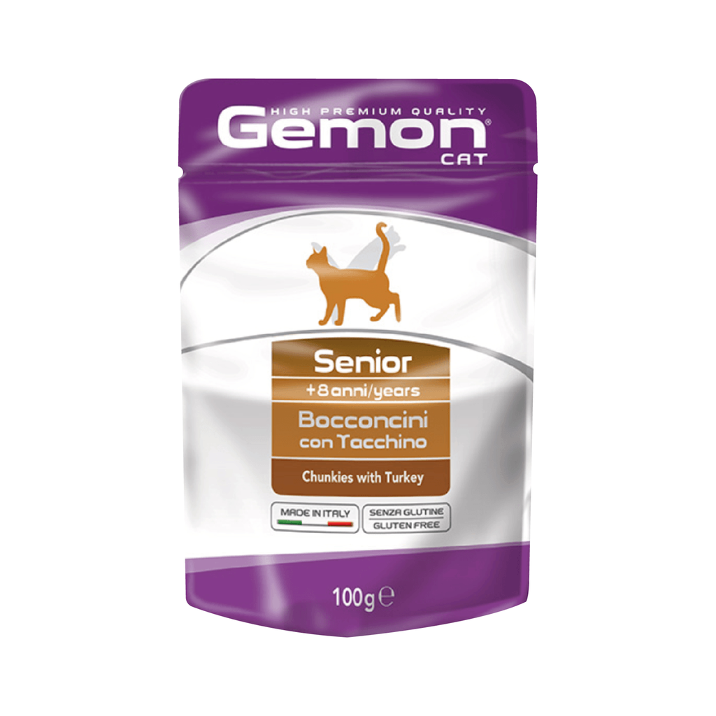 [C001209] GEMON POUCH CAT SENIOR WITH TURKEY * 100 GR