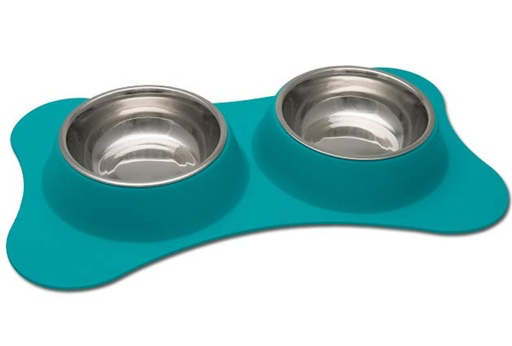 [C001402] LOVING PETS COMEDERO DOBLE FLEXIBLE AZUL