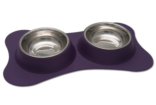 [C001403] LOVING PETS COMEDERO DOBLE FLEXIBLE MORADO
