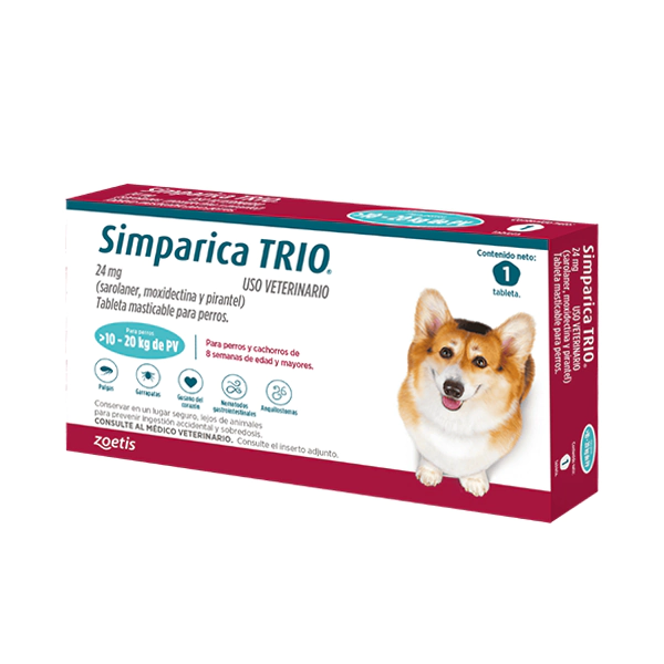 [C001991] SIMPARICA TRIO CAJA X 1 TAB. (10 - 20kg) AZUL