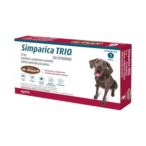 [C002003] SIMPARICA TRIO CAJA X 1 TAB. (40-60kg) CAFÉ