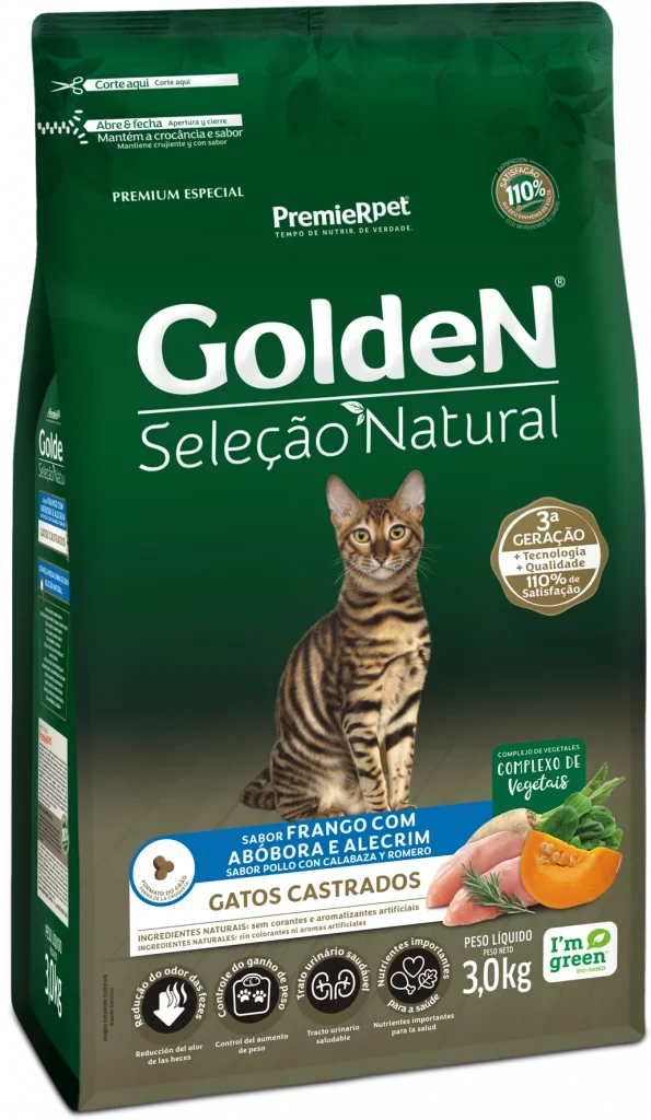 [C002660] GOLDEN SELECCION NATURAL GATOS ADULTOS CASTRADOS CALABAZA Y ROMERO (3 Kg)