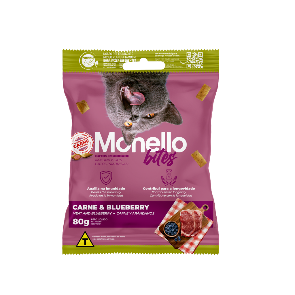 Monello Bites Inmunidad Carne y Arandanos * 80 Gr