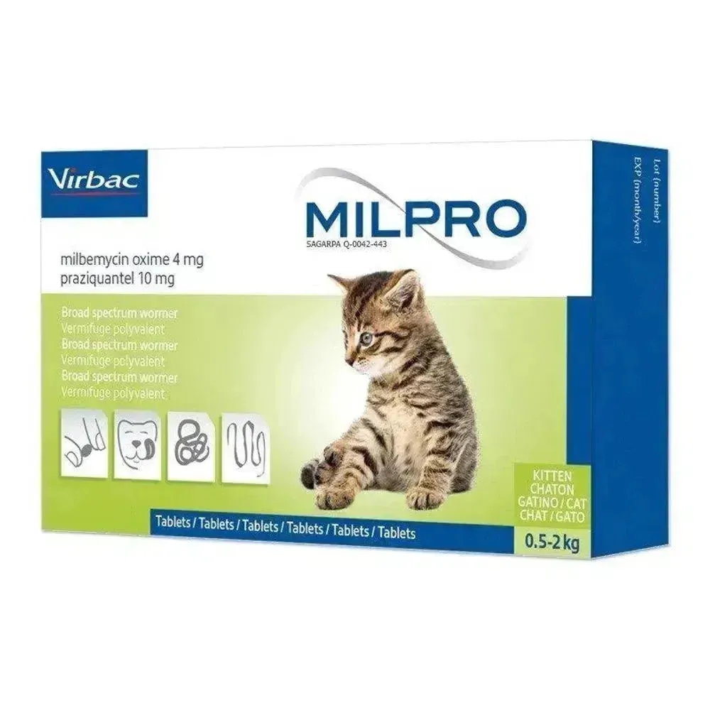 MILPRO 4mg/10mg (0.5-2 KG) TABLETA
