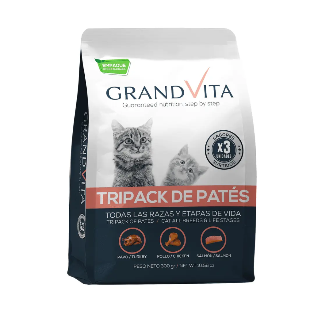 GRAND VITA TRIPACK DE PATÉS GATO 300 GRS