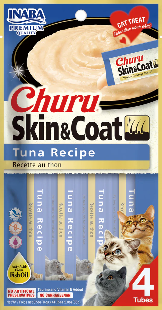 [USA671] CHURU CAT 4 PIEZAS - SKIN & COAT (TUNA RECIPE)
