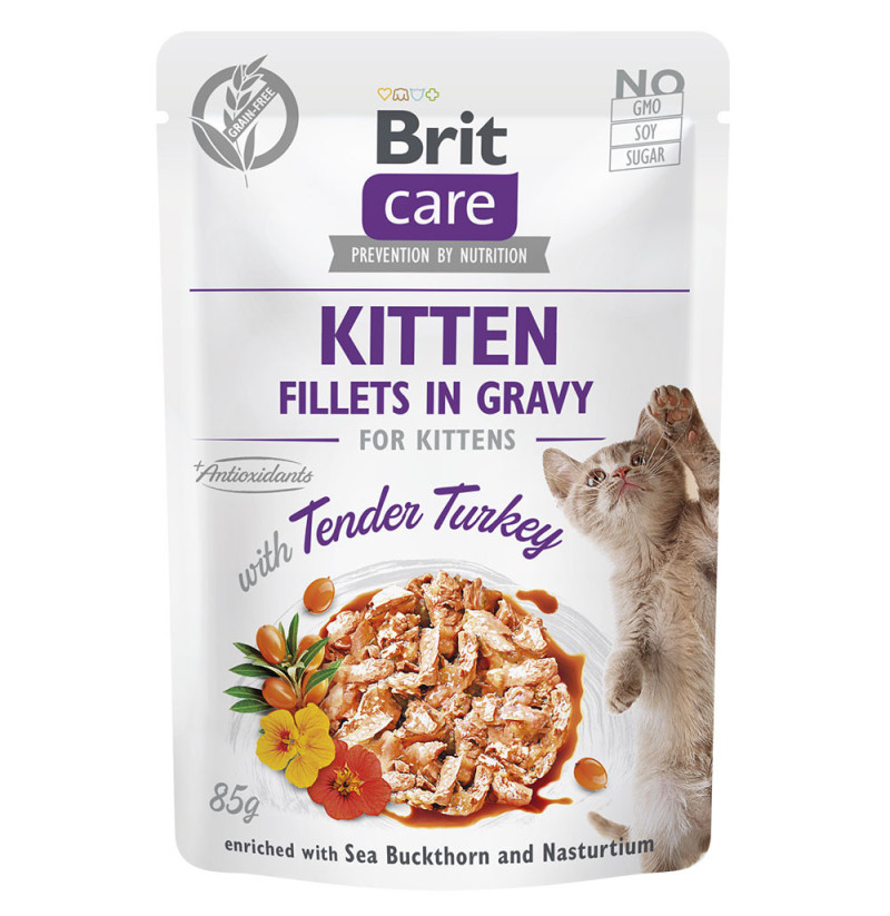 [1000176] BRIT CARE CAT KITTEN FILLETS IN GRAVY WITH TENDER TURKEY * 85 GR