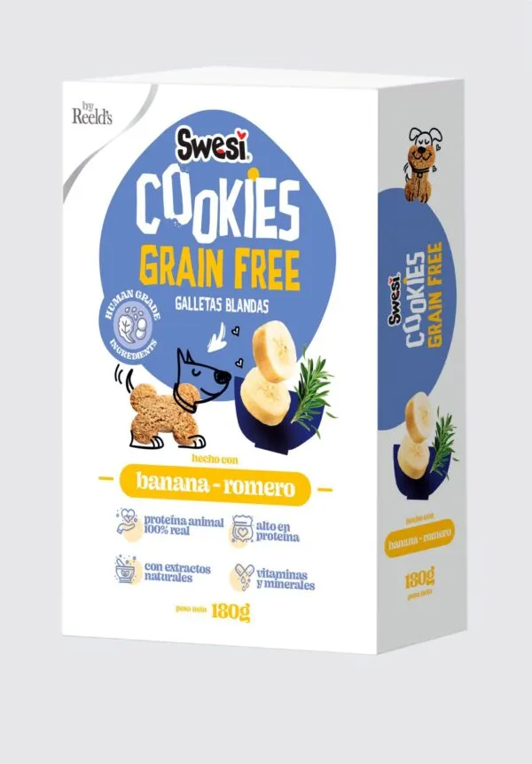 [PT114] SWESI GALLETAS GRAIN FREE BANANO ROMERO PERROS * 180 GR